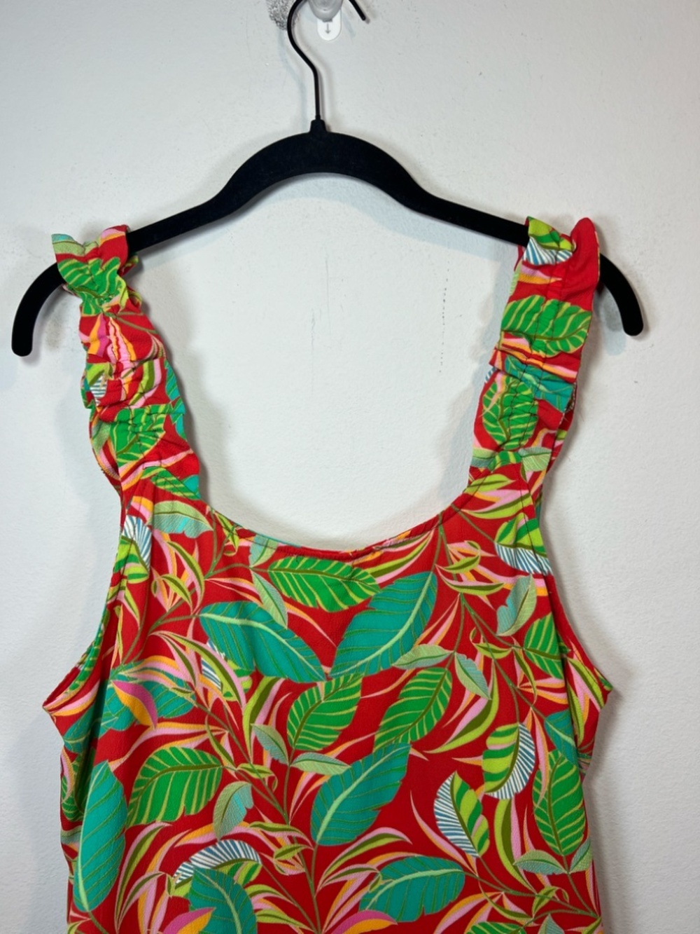 Rose+Olive Tropical Banana Print Lace Trim Sleeveless Blouse Top Flowy NEW Sz XL - Picture 9 of 10